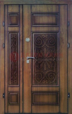 Входная железная дверь с виноритом и резьбой ДВТ-96 в Всеволожске
