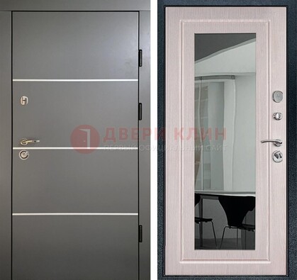 Черная металлическая дверь с зеркалом ДЗ-12 в Всеволожске
