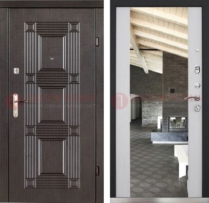 Стальная дверь с зеркалом МДФ Венге и Белый ДЗ-138 в Всеволожске