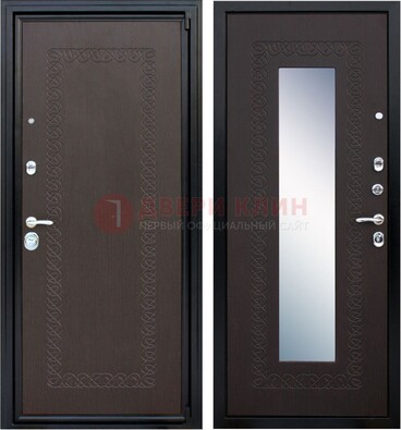 Темная стальная дверь с зеркалом ДЗ-20 в Всеволожске