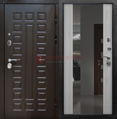 Коричневая металлическая дверь с зеркалом ДЗ-22 в Всеволожске