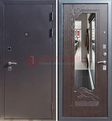 Черная входная дверь с зеркалом МДФ внутри ДЗ-29 в Всеволожске