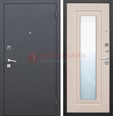 Черная входная дверь с зеркалом МДФ внутри ДЗ-31 в Всеволожске