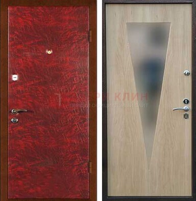 Бордовая стальная дверь с зеркалом ДЗ-32 в Всеволожске