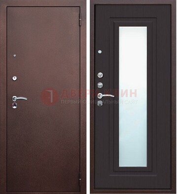 Коричневая металлическая дверь с зеркалом ДЗ-43 в Всеволожске