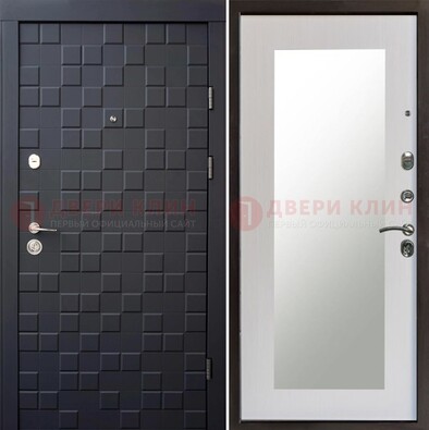 Черная стальная дверь МДФ и зеркалом ДЗ-50 в Всеволожске