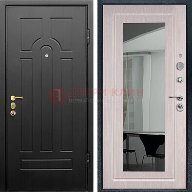 Темная стальная дверь с МДФ Капучино и зеркалом ДЗ-55 в Всеволожске