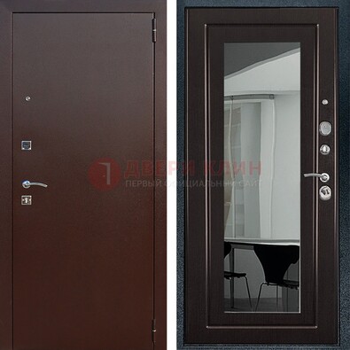 Металлическая дверь с порошковым напылением с МДФ и зеркалом ДЗ-61 в Всеволожске