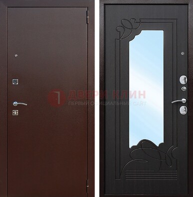 Входная дверь с порошковым напылением Медный антик/Венге с зеркалом ДЗ-64 в Всеволожске