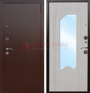 Стальная дверь с порошковым покрытием с резной МДФ и зеркалом ДЗ-66 в Всеволожске