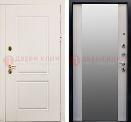 Белая стальная дверь с большим зеркалом ДЗ-73 в Всеволожске