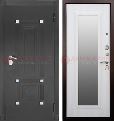Стальная белая уличная дверь с МДФ Венге и зеркалом ДЗ-76 в Всеволожске