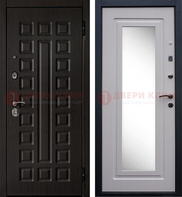 Черная филенчатая металлическая дверь МДФ с зеркалом ДЗ-83 в Всеволожске