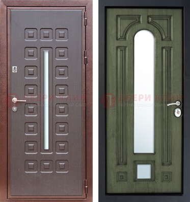 Металлическая серая дверь с порошковым покрытием и МДФ Венге с зеркалом ДЗ-84 в Всеволожске