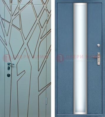 Коричневая уличная дверь с узором и виноритом МДФ с зеркалом ДЗ-93 в Всеволожске