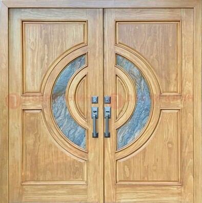 Двухстворчатая металлическая дверь с витражом ВЖ-11 в Всеволожске