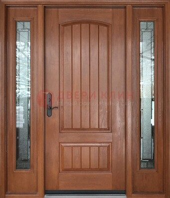 Стальная дверь с массивом дуба и витражом для дома ВЖ-17 в Всеволожске