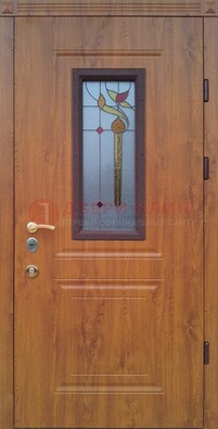 Железная дверь с МДФ и витражом ВЖ-24 в Талдоме